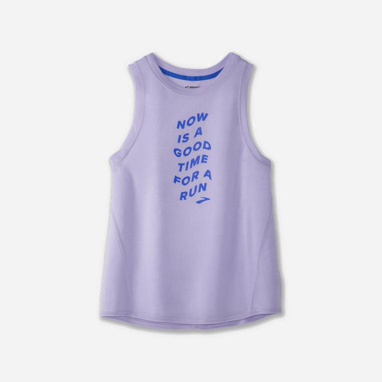 Brooks Distance Graphic Israel - Women's Running Tank Top - Heather Violet Dash/Run Wave/Black (2416